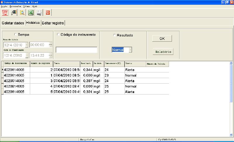 Verifique se o cabo está bem conectado à porta COM do computador e à porta RS-232 do instrumento, e se a porta COM correta foi selecionada e tente novamente. 10.