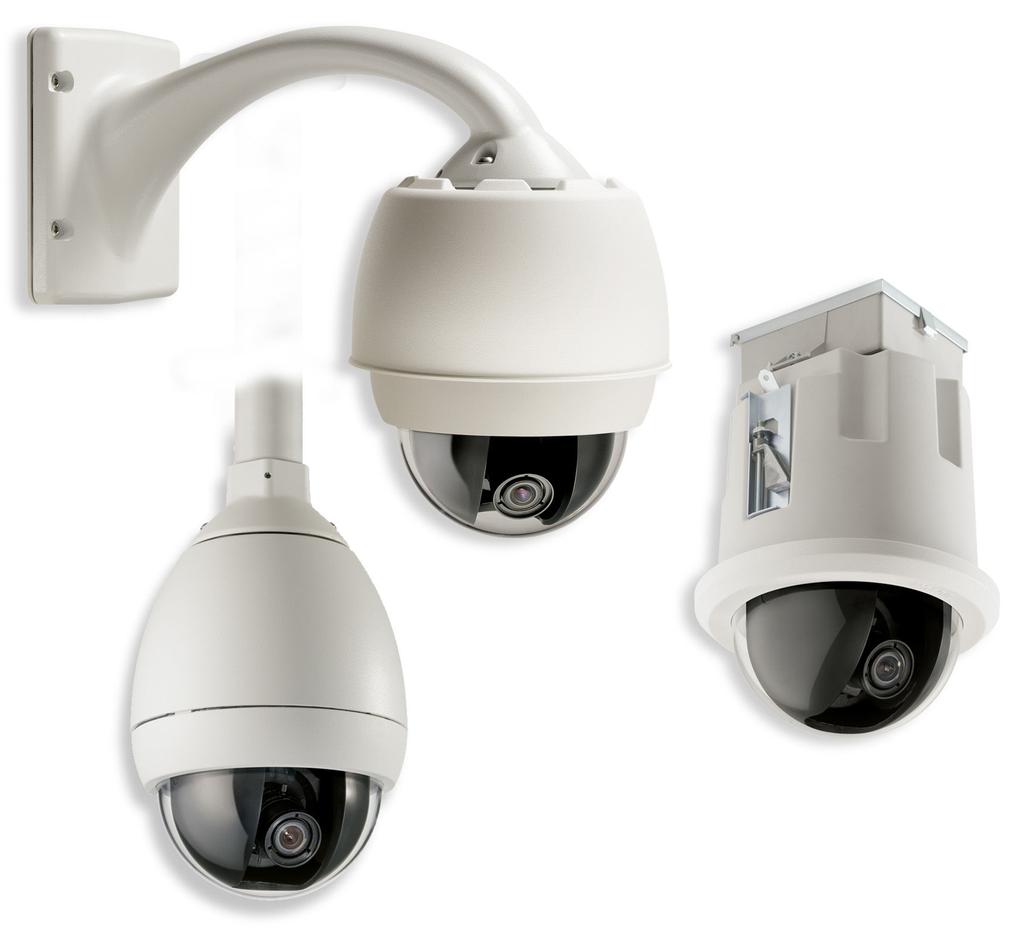 CCTV Sistema de câmaras PTZ AutoDome Série 300 Sistema de câmaras PTZ AutoDome Série 300 Dome PTZ de alta velocidade CPUs, câmaras, caixas, comunicações e suportes totalmente substituíveis Gama de
