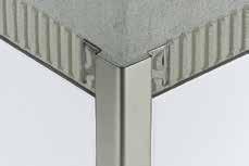 Perfis para paredes e remates Schlüter -ECK-E Schlüter -ECK-E é um perfil angular em aço inoxidável que oferece uma protecção segura nos ângulos exteriores de paredes com revestimento cerâmico.