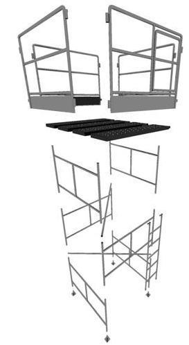 Especificação e Modelo de Montagem do Andaime 1 - Considerando que os quadros pesam 12,06kg, sendo industrializado com tubo patente em aço carbono SAE 1010 42,20 mm # 2,65 mm, vertical, tubo patente