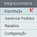 2. Integração Para realizar a exportação das Categorias e Produtos vá até o menu superior Integracommerce > Exportação.