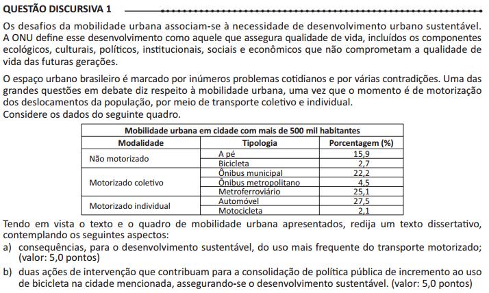 DAS QUESTÕES DISCURSIVAS Matemática - Bacharelado PADRÃO DE RESPOSTA O estudante deve redigir um texto dissertativo, em que: a) aborde pelo menos duas das seguintes consequências: aumento da emissão