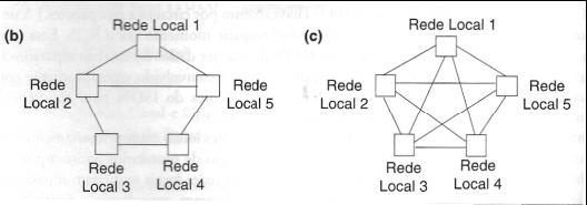 b) redes parcialmente