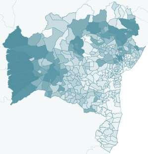 Figura 8. Distribuição geográfica da produção de milho na Bahia (área colhida, em hectares). Fonte: Elaborado a partir de dados do IBGE (2014).