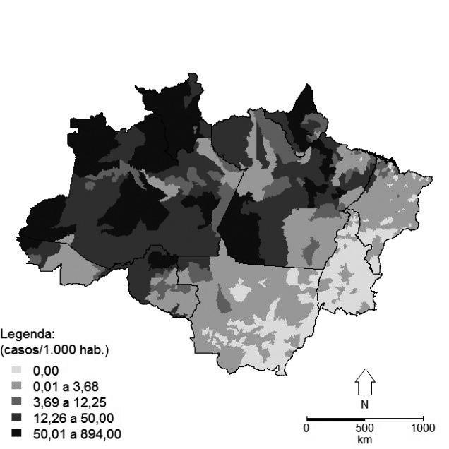 Brasília, dezembro de 2016 MAPA 5 Índices parasitários anuais (IPA) de malária nos municípios da região da Amazônia Legal brasileira (2009-2011) (Por 1 mil habitantes) 5A Índices parasitários anuais