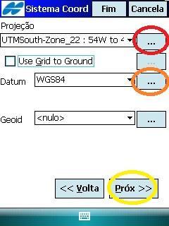 36 Na janela Sistema Coord, configurar o sistema de projeção para UTM e o fuso em que o levantamento se encontra.