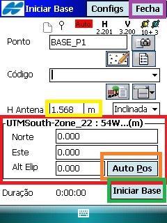 Na janela Setup GPS, clique em Iniciar Base ( Figura 73 Iniciar Base).