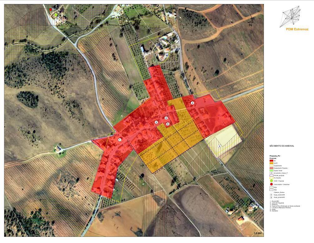 PERÍMETROS URBANOS SÃO BENTO DO AMEIXIAL + Retracção pontual do Perímetro + Espaço urbano desordenado a