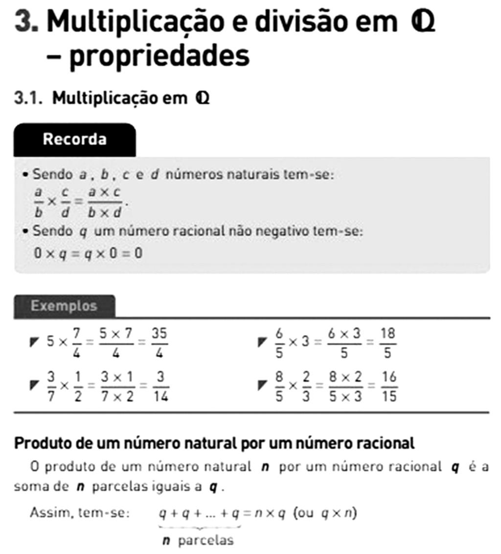 Representação de números fracionários na reta numérica manual Novo Espaço 7 (p.