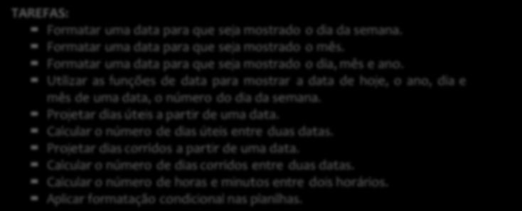 Essa função retorna a HORA(valor_tempo) hora de um valor de tempo MINUTO(valor_tempo) Essa função retorna os minutos de um valor de tempo.