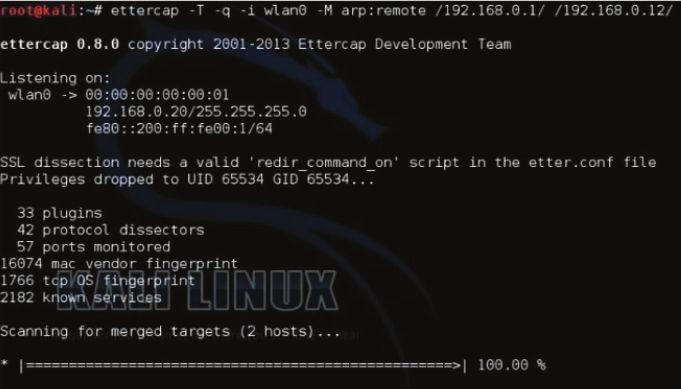 FIGURA 3 - Ativando modo promíscuo e iniciando a ferramenta SSLStrip.