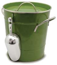 balde p/gelo c/alça, tampa e colher 3L (recipiente interno de plástico) Verde 19,7x20,5cm cód: