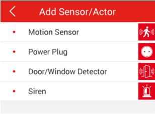 (2) Para um sensor de contacto, selecione o "Door/Window detector" a adicionar.