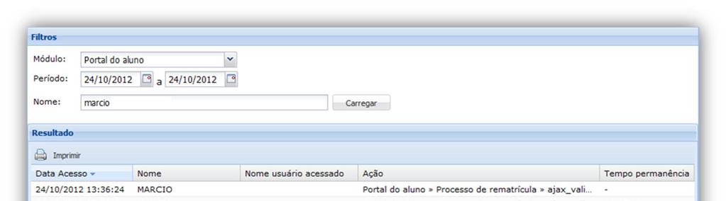 9 Consultar Logs de Acesso Permite realizar consultas aos log de acesso aos módulos,