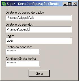 34 Manual de Instalação, Configuração e Desinstalação do Siger Versão 1.3.1 Na primeira delas é executado o programa geraconf.exe, o qual criar o arquivo config.