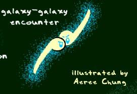 galáxia mais massivas; Em uma fusão maior, as duas galáxias são completamente destruídas e a galáxia remanescente terá uma