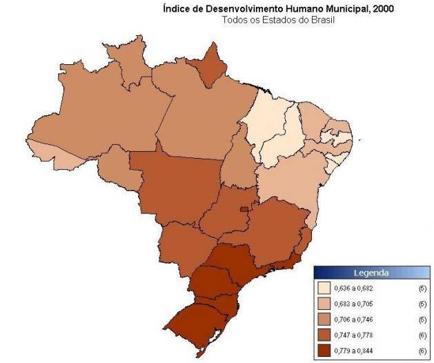 Comunicação cartográfica Exemplos: No mapa do Índice de Desenvolvimento