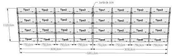 junta de dilatação de 1 cm no meio da estrutura. Tabela 4 Resultados análise linear do modelo 3 (FREITAS, 2012).