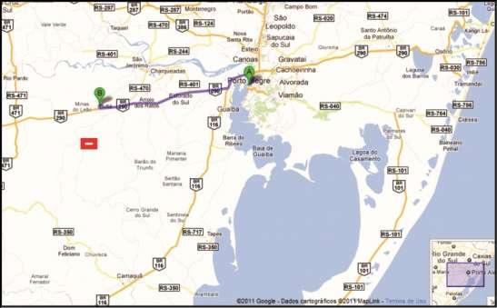 19 Figura 1 Mapa de localização do município de Butiá e principais rodovias de acesso, onde A= Porto Alegre; e b = Butiá. A área de estudo está demarcada no quadrado vermelho. 1.2 CARACTERIZAÇÃO DO PROBLEMA O presente trabalho envolve o Cerro Ana Dias, que representa um corpo intrusivo riolítico de expressivas dimensões.