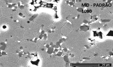 62 Figura 20. Micrografia obtida em MEV da amostra padrão polida e atacada termicamente e sinterizadas a C por 12 horas.