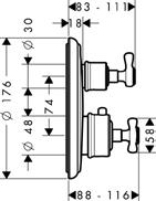Axor Montreux Termostato Axor Montreux com válvula de fechamento e desviador - Sistema com termostato, válvula de fechamento e desviador para alimentação de dois pontos de água - Controle e