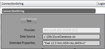 Clique na coluna Connectionstring do novo provider inserido, entre com o caminho e o nome do arquivo Excel (.xls) no campo DataSource conforme mostrado na Figura 6-31.