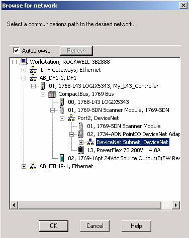 Capítulo 10 Adicione módulos de E/S distribuída ao projeto Configure a sub-rede do DeviceNet Necessário para um sistema DeviceNet 1. Inicie o RSNetWorx para DeviceNet. 2. Selecione File > New. 3.