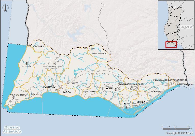 Região Hidrográfica das Ribeiras do Algarve - RH8 Bacias hidrográficas das ribeiras da costa entre o limite norte da bacia hidrográfica da ribeira de Odeceixe e o