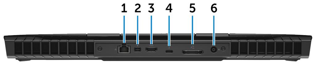 Voltar 1 Porta de rede (com luzes) Conecte um cabo Ethernet (RJ45) de um roteador ou de um modem de banda larga para acesso á rede ou à Internet.