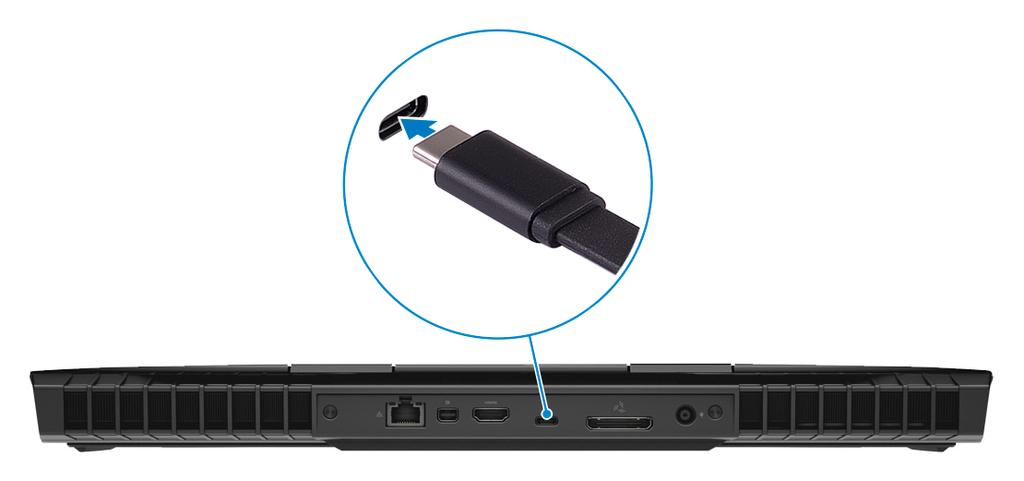 4 Conecte um dongle USB tipo C para tipo A na porta Thunderbolt 3 (USB tipo C)