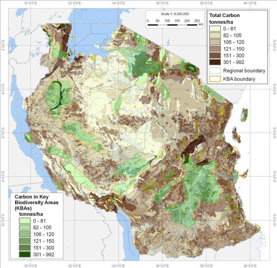 CARBONO, BIODIVERSIDADE E OUTROS USOS Carbono e KBAs