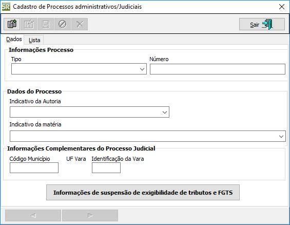 2º Passo: Na tela aberta, o usuário pode lançar um novo registro, alterar um já existente ou excluir.