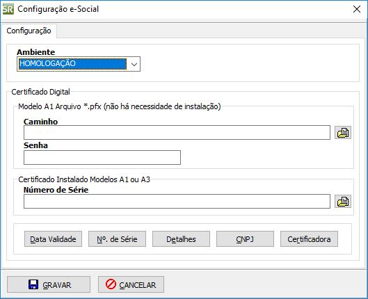 4º Passo: Em ambiente, selecione Homologação para transmissões de teste e Produção para transmissões oficiais.