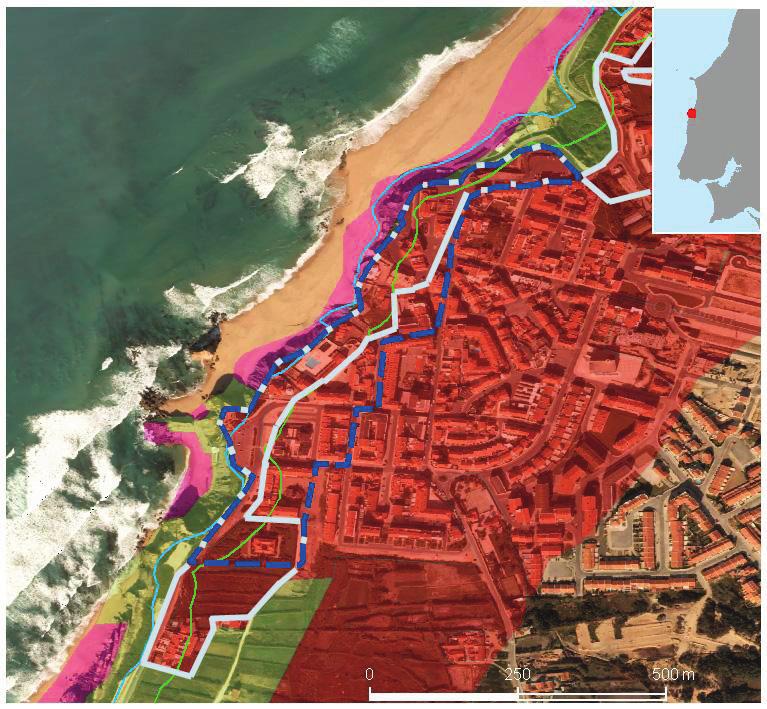 A presente delimitação integra uma frente urbana sobre arriba que corresponde a Área Urbana e Área Urbanizável, englobando terrenos da margem; Esta delimitação para o interior foi integrando os