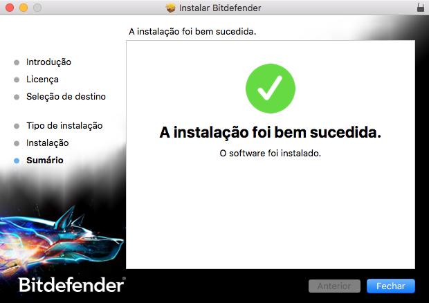 Passo 4 - Instalar o Bitdefender Antivirus for Mac A instalar Bitdefender Antivirus for Mac Aguarde a instalação concluir e clique em Continuar.