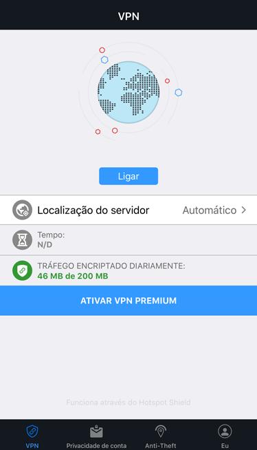 Para economizar bateria, recomendamos que desligue a VPN quando não precisar de usá-la.