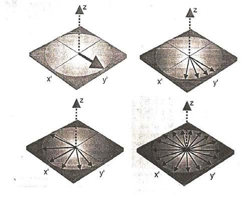 Figura 16: Relaxamento transverso indu aumento de defasagem de spins, observando-se a redução da magnetiação macroscópica.