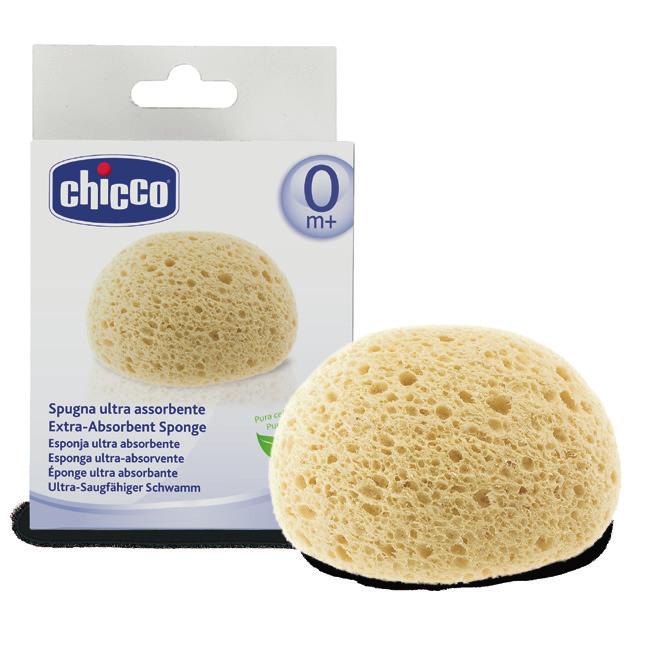 0+ ACESSÓRIOS DE BANHO ESPONJAS As esponjas Chicco são perfeitas para a hora do banho, limpando