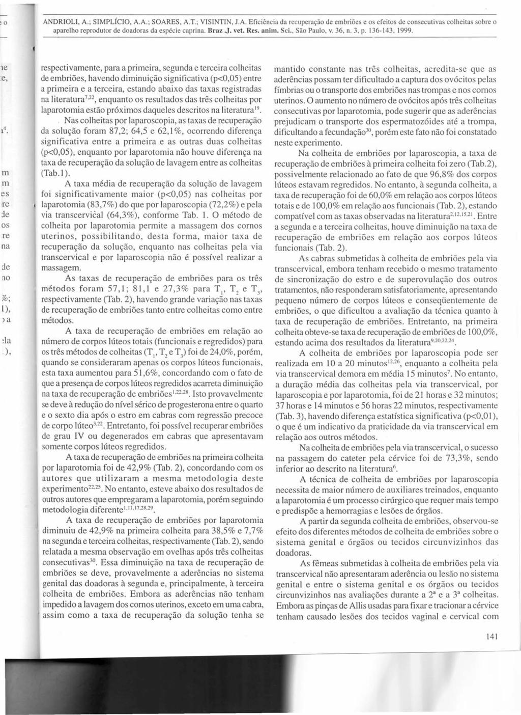 ANDRIOLI, A.; SIMPLÍCIO, A.A.; SOARES, A.T.; VISINTIN, l.a. Eficiência da recuperação de embriões e os efeitos de consecutivas colheitas sobre o aparelho reprodutor de doadoras da espécie caprina.