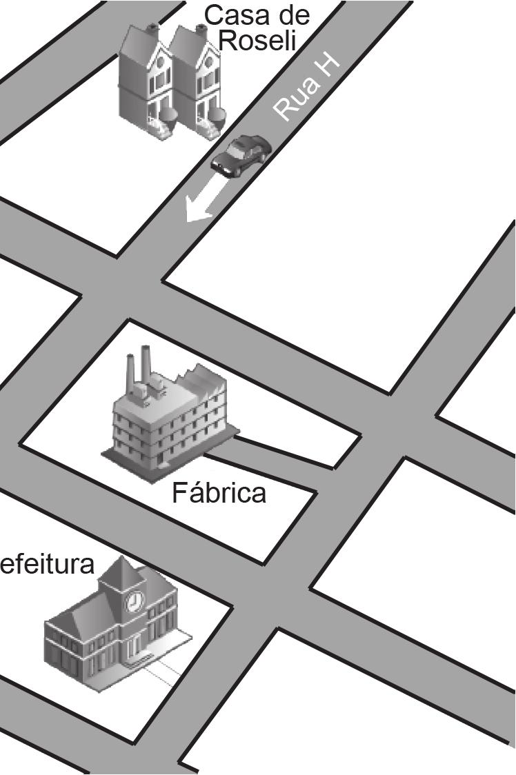 local onde trabalha. De acordo com esse mapa, onde Roseli trabalha? A) Escola. B) Fábrica. C) Prefeitura. D) Supermercado.