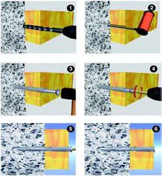 concebidas para trabalhar tanto no suporte como no material a fixar; 3- Sistema interno de paragem do parafuso para facilitar as operações de montagem e evitar a expansão