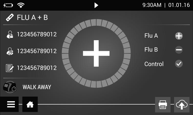 A tela do Sofia 2 irá exibir os resultados para o controle processual como ou e irá fornecer individualmente um resultado ou para a influenza A e influenza B.