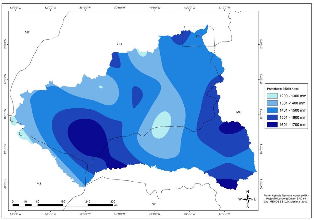 Figura 8. Mapa de precipitação média anual.