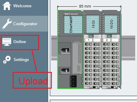 5.1.3 Upload Configuração na Cabeça Remota Uma vez configurado a Cabeça Remota e o barramento de I/O,