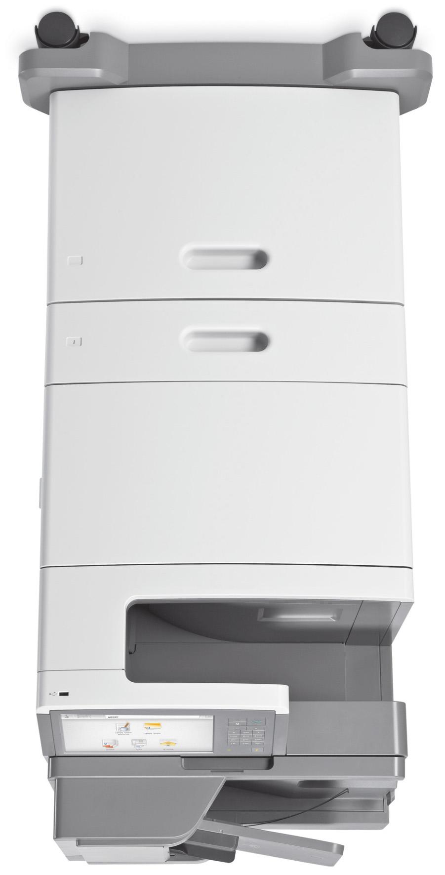 Configurações máximas suportadas 18 Lexmark X792 com gaveta adicional e base com rodas Impressora suportada: X792 Posicionamento