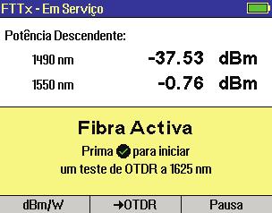 Medidor de Potência FTTx PON (apenas modelos FLX380-303 e FLX380-304!