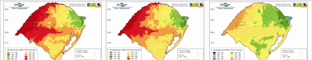 75 Figura 16 - Serie de mapas mostrando a distribuição da temperatura médias anual no estado do Rio Grande