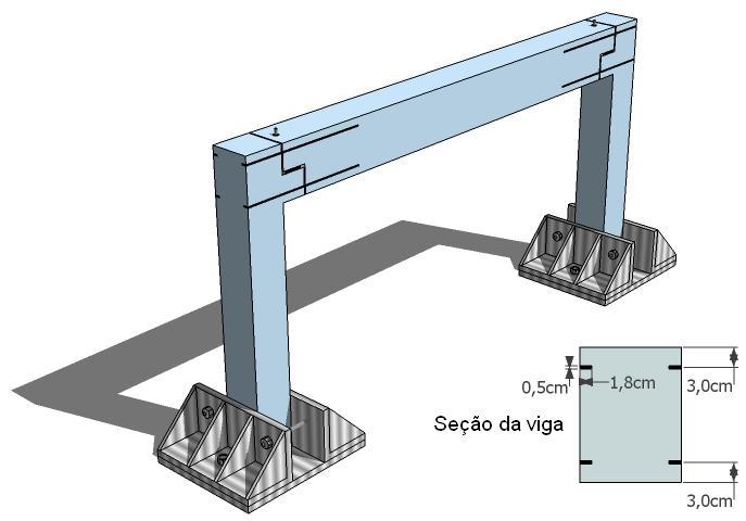 O ensaio aqui relatado faz parte de uma pesquisa iniciada por Fonseca (2007) que visa avaliar o uso da técnica de reforço por colagem de laminados de PRF em entalhes no concreto como alternativa para