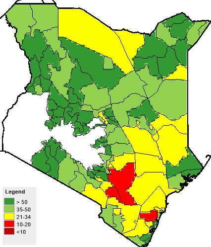 VCI até 31 de Julho de 2016, Quénia, estação (fonte: NDMA) WRSI de pastagens da FEWS NET em relação ao ano médio, Quénia, estação Número estimado de pessoas afectadas pela seca, 2001-16, estação
