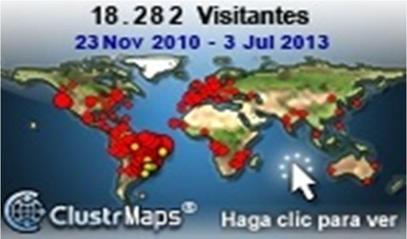 27 Utilizamo-nos do ClustrMaps, que é um contador de acessos que fornece a localização dos usuários que acessam a página inicial e os acessos são apresentados a partir de pontos vermelhos em um mapa